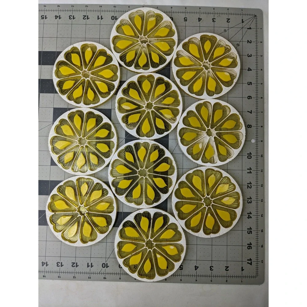 Coasters Lemon‎ Slices Set of 10 Yellow 4.5 Inch Round